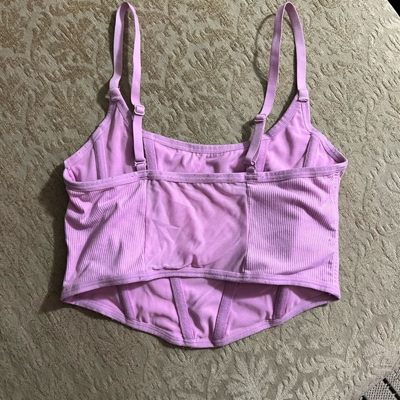 Pink Ribbed Crop Top - Picture 2 of 3